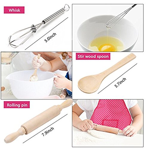 niCWhite Kids Chef Play Set, Kids Cooking Playset,Chef Dress Up Outfit Set with Kids Apron,Chef Hat and Other Accessories,11pcs Children Pretend Role-play Cooking Toy for Age 3+