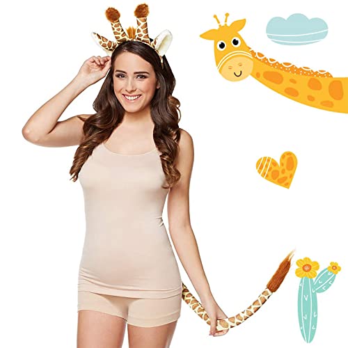 Bofeiya Giraffe Costume Set Costume Tutu Skirt Set Giraffe Headband Tail Ears Bow Tie Tail Tutu Skirt for Kids Halloween Christmas Fancy Dress Up Costume Accessories Birthday Party Dress Up