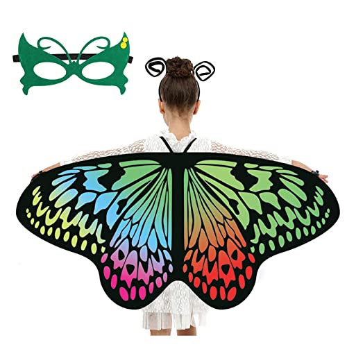 RosewineC 6pcs Kids Butterfly Wings, Fairy Butterfly Wings for Kids, Butterfly Cape Wings Butterfly Shawl Pixie Poncho Costume for Girls Halloween Birthday Party Dress up