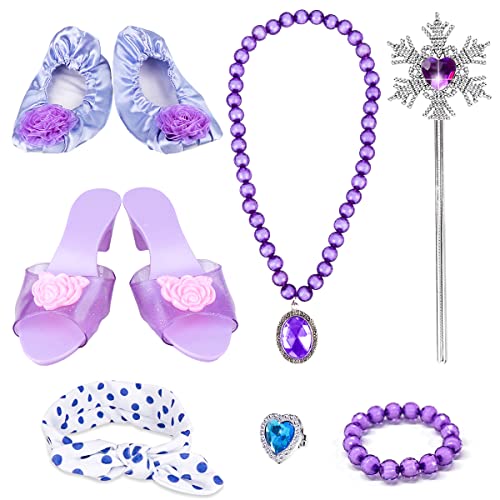 Princess Dress Up Shoes - Princess Toys with Play Shoes & Pretend Jewelry Accessories for Little Girls Aged 3,4,5,6 Birthday Christmas Gift