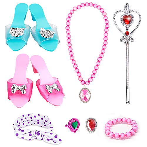 Princess Dress Up Shoes - Princess Toys with Play Shoes & Pretend Jewelry Accessories for Little Girls Aged 3,4,5,6 Birthday Christmas Gift