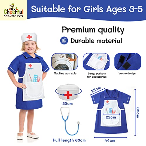 Real Stethoscope Included - Children Nurses Costume - Kids Nurse Costume - Fancy Dress for Kids & Toddlers - Dressing Up Clothes for Girls Age 3 4 5. Kids Dress Up - Kids D