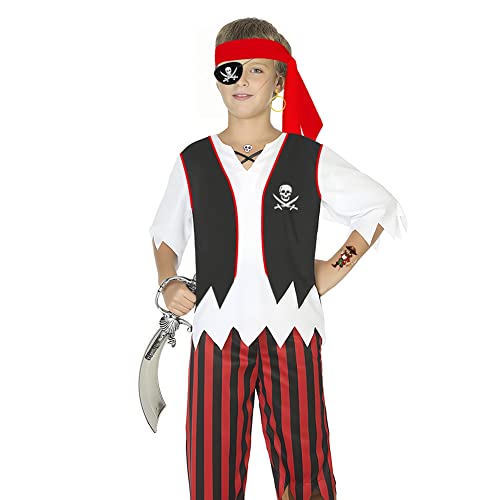 Wonsta Pirate Costume Accessories Kit Boys Captain Fancy Dress Kids Role Play Up Party Themed Birthday Holloween Costume, Black Red (W021G)