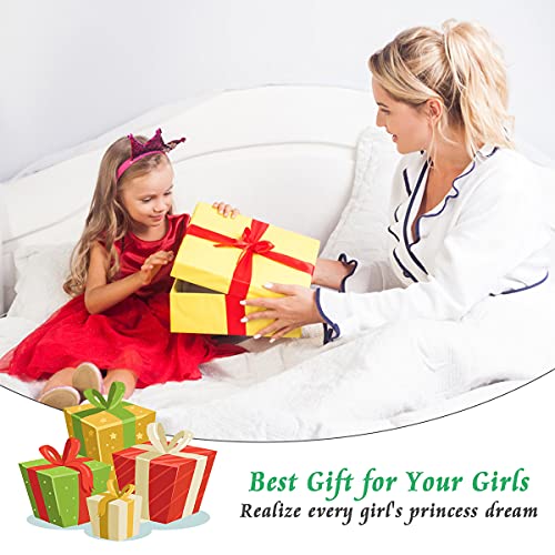 URAQT Elsa Costume, Elsa Anna Dress with Wand and Crown, Girls Princess Costume Dress Up, Fancy Dress for Girls Birthday Party Halloween Christmas Cosplay