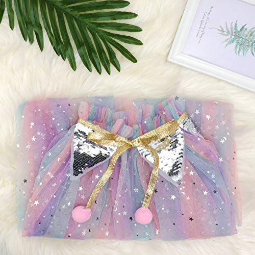 PHOGARY Princess Cape Colorful Princess Cloak, Princess Fancy Dress Halloween Costume Sparkling Sequins Tulle Carnival Birthday Party Cosplay Princess Dress Up for Girls（75cm）