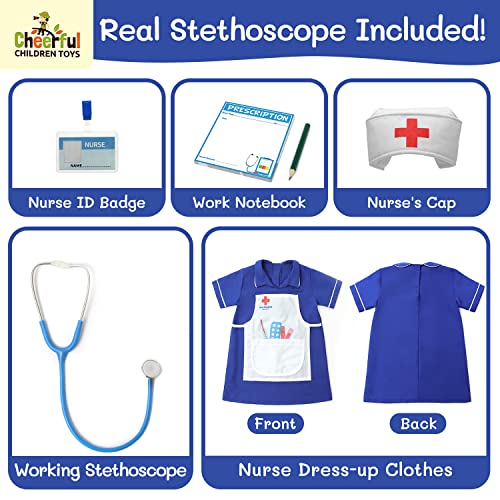 Real Stethoscope Included - Children Nurses Costume - Kids Nurse Costume - Fancy Dress for Kids & Toddlers - Dressing Up Clothes for Girls Age 3 4 5. Kids Dress Up - Kids D