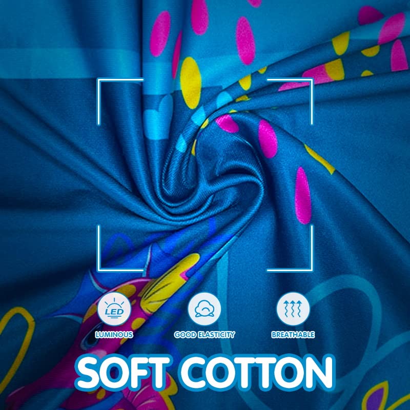 UPORPOR Light Up Dress Encanto Mirabel Costume for Little Girls Mirabel Birthday Party Outfit Madriga Isabela Halloween Cosplay Dress Up Clothes, Blue, 8-10 Years