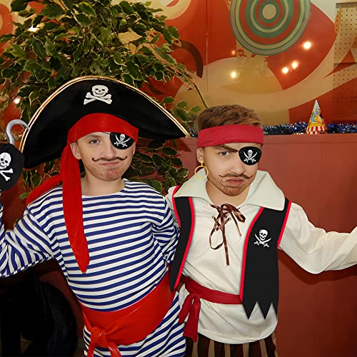 Wonsta Pirate Costume Accessories Kit Boys Captain Fancy Dress Kids Role Play Up Party Themed Birthday Holloween Costume, Black Red (W021G)