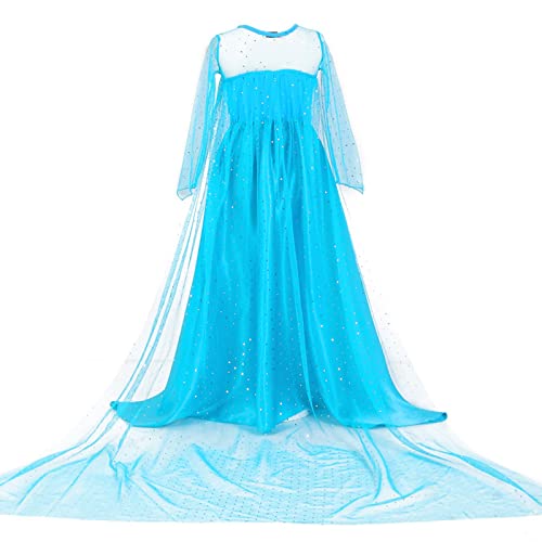 ATOWORLD Elsa Dress Up for Girls 4-5 Frozen Elsa Costume Princess Costumes for Girls Princess Dress Up Elsa Fancy Dress for Girls Snow Queen Kids Dressing Up Costumes Clothes with Elsa Accessories