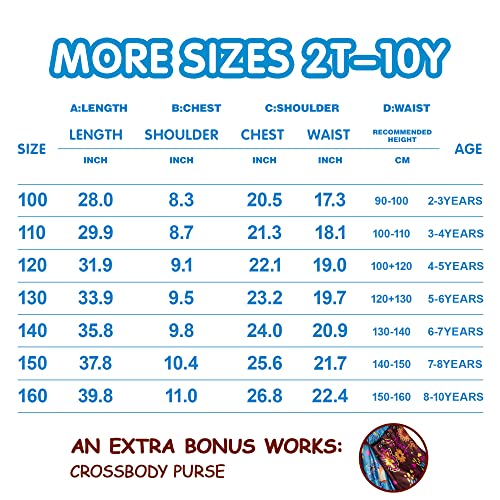 UPORPOR Light Up Dress Encanto Mirabel Costume for Little Girls Mirabel Birthday Party Outfit Madriga Isabela Halloween Cosplay Dress Up Clothes, Blue, 8-10 Years