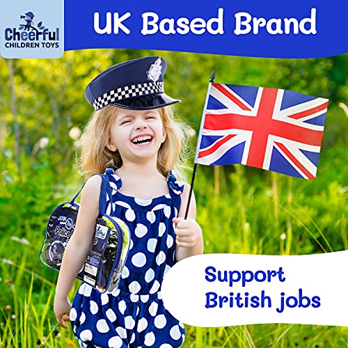 Cheerful Children Toys Kids Police Costume - Police Officer Dress Up Outfit - Ideal for Boys and Girls Aged 3-7 years old - Includes Vest and Hat. Fancy Dress for Role play, Halloween, Birthdays.