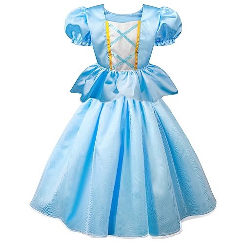 Princess Costumes for Girls - 4 Sets of Princess Fancy Dresses for Little Girls Aged 3-8 - Princess Toys Dress Up Clothes with Cloak, Crown, Jewelries Accessories for Kids Role Play