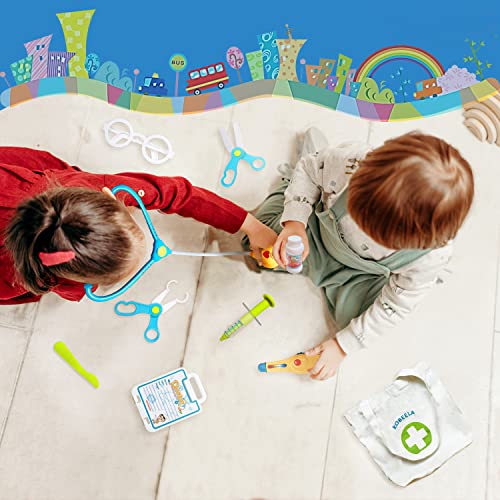 Kobeela Doctor Costume for Kids, Doctors Dress Up Outfit Set for 3-6 Years Old Boys and Girls with Lab Coat, Toy Stethoscope for Children Halloween Role Play, Christmas Gifts