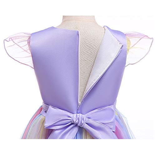 URAQT Unicorn Costume, Princess Unicorn Dress Fancy Dress with Necklace, Headband for Kids & Toddlers Birthday/Cosplay/Hallween Party,130 pour 5-6Ans