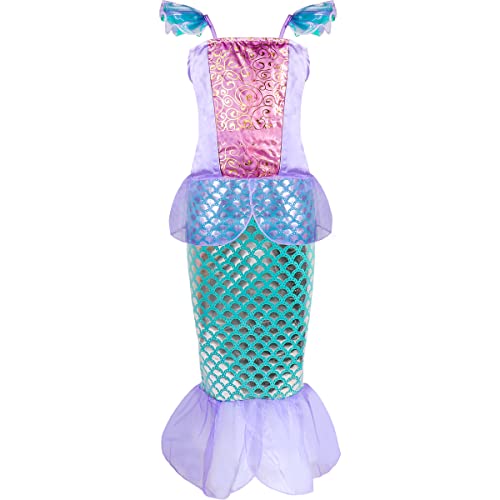 Princess Costumes for Girls - 4 Sets of Princess Fancy Dresses for Little Girls Aged 3-8 - Princess Toys Dress Up Clothes with Cloak, Crown, Jewelries Accessories for Kids Role Play