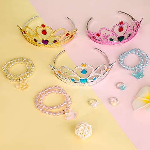 Princess Dress Up Shoes - Girls Princess Toys Costume with 3 Crowns Tiaras, 3 Pairs of Play Shoes, 3 Skirts Princess Accessories for Girls Birthday Gifts for Kids