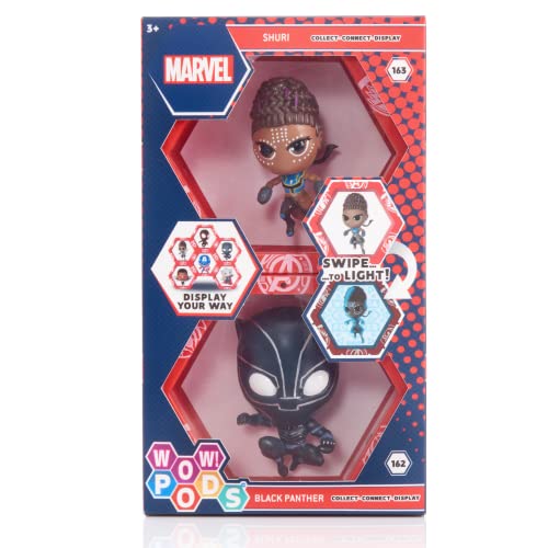 WOW! PODS Avengers Collection - Wakanda Forever Black Panther and Shuri | Superhero Light-Up Bobble-Head Figures | Official Marvel Collectable Toys & Gifts, Wakanda Forever Collection - Twin Pack
