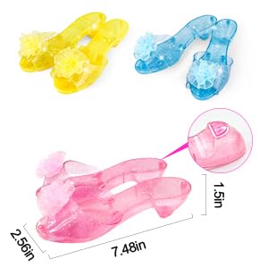 Princess Dress Up Shoes - Girls Princess Toys Costume with 3 Crowns Tiaras, 3 Pairs of Play Shoes, 3 Skirts Princess Accessories for Girls Birthday Gifts for Kids