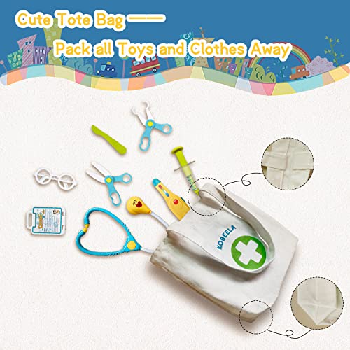 Kobeela Doctor Costume for Kids, Doctors Dress Up Outfit Set for 3-6 Years Old Boys and Girls with Lab Coat, Toy Stethoscope for Children Halloween Role Play, Christmas Gifts