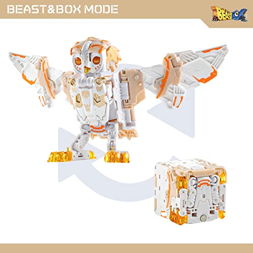 52TOYS Beastbox WHITE NOISE Owl Deformation Toys Action Figure, 8.86 inch Collectible Converting Boy Toys for Party Birthday Gifts, Ages 15 and Up