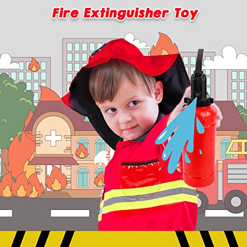 LOYO Kids Role Play Halloween Costumes, Fireman Costume with Firefighter Outfit Toys Accessories for Children