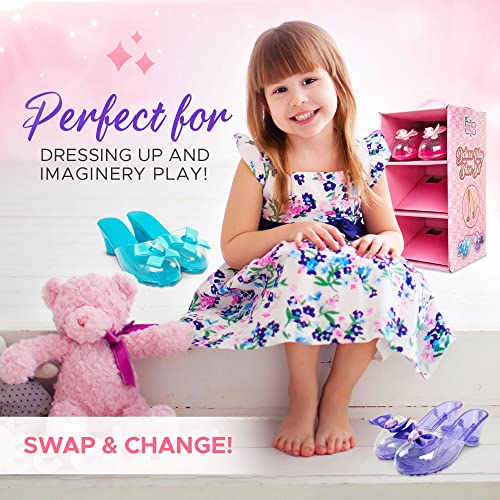 Little Fairy Princess Dress Up Shoes- 3 Jelly Shoes, Kids, Soft Princess Shoes For Girls Age 3-6 Years, Little Girls Shoe Storage Box, Fancy Dress, Toys