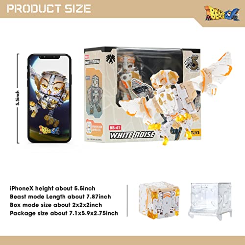 52TOYS Beastbox WHITE NOISE Owl Deformation Toys Action Figure, 8.86 inch Collectible Converting Boy Toys for Party Birthday Gifts, Ages 15 and Up
