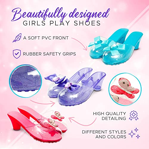 Little Fairy Princess Dress Up Shoes- 3 Jelly Shoes, Kids, Soft Princess Shoes For Girls Age 3-6 Years, Little Girls Shoe Storage Box, Fancy Dress, Toys