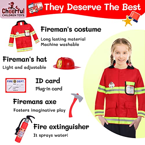 Kids Police and Fireman Costume - Dress Up Outfit for Boys and Girls 3-7 Years Old - Includes Police Costume, Fireman Costume and Accessories. For Fancy Dress, Dressing Up, Halloween.