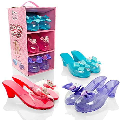 Little Fairy Princess Dress Up Shoes- 3 Jelly Shoes, Kids, Soft Princess Shoes For Girls Age 3-6 Years, Little Girls Shoe Storage Box, Fancy Dress, Toys