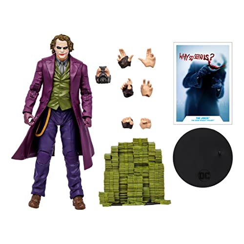McFarlane Toys 7-Inch DC Dark Knight Trilogy The Joker Action Figure with 22 Moving Parts, Collectible DC Figure, Unique Collectible Character Card, includes 1/4 pieces to assemble Bane, Ages 12+