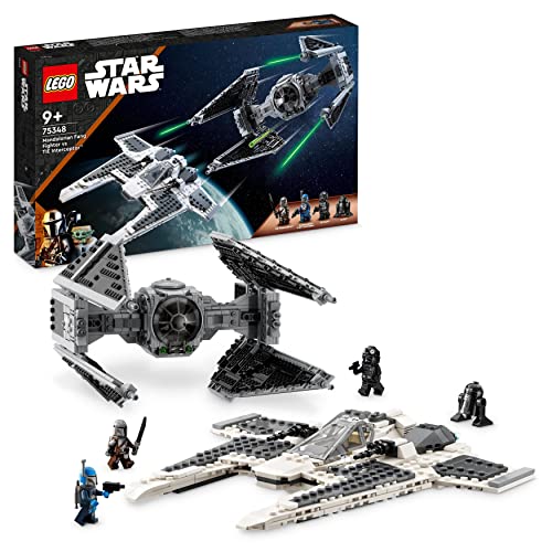 LEGO 75348 Star Wars Mandalorian Fang Fighter vs. TIE Interceptor, Starfighter Building Toy Set for Kids with 3 Minifigures, Droid Figure and Darksaber, Collectible Gift Idea
