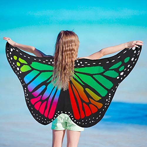 FANTESI 2 Pcs Kids Butterfly Wings, Halloween Fairy Butterfly Cape Wings Costume Butterfly Shawl Pixie Poncho Costume for Boys Girls Dress Up Princess Pretend Play Party Favors