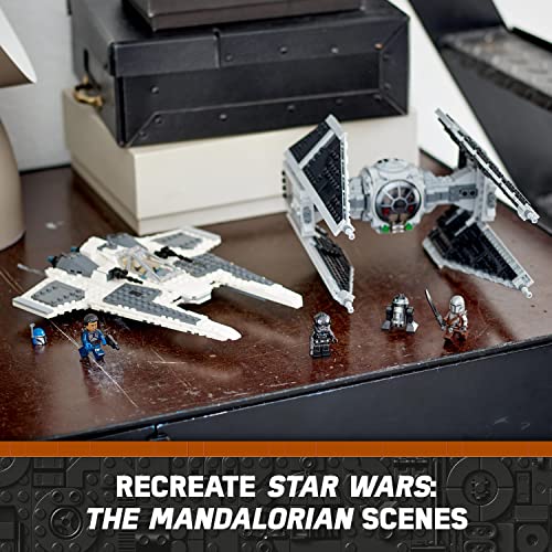LEGO 75348 Star Wars Mandalorian Fang Fighter vs. TIE Interceptor, Starfighter Building Toy Set for Kids with 3 Minifigures, Droid Figure and Darksaber, Collectible Gift Idea