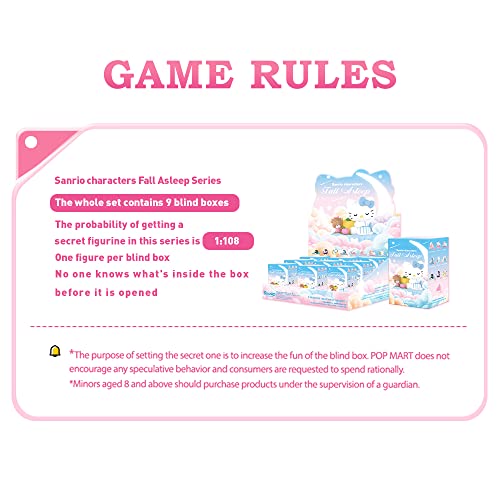 POP MART Sanrio characters Fall Asleep Series 1Box 2.5 inches Articulated Character Premium Design gifts for women Fan-Favorite blind box Collectible Toy Art Toy Action Figure