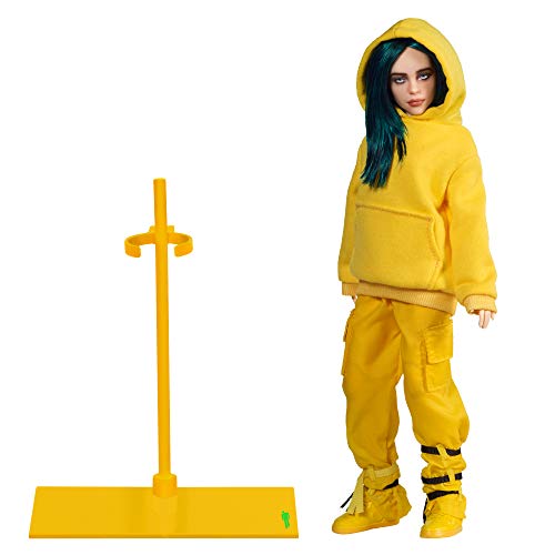 Billie Eilish Bandai 10.5" Collectible Figure Bad Guy Doll Toy with Music Video Inspired Clothes and Set Backdrop, Yellow