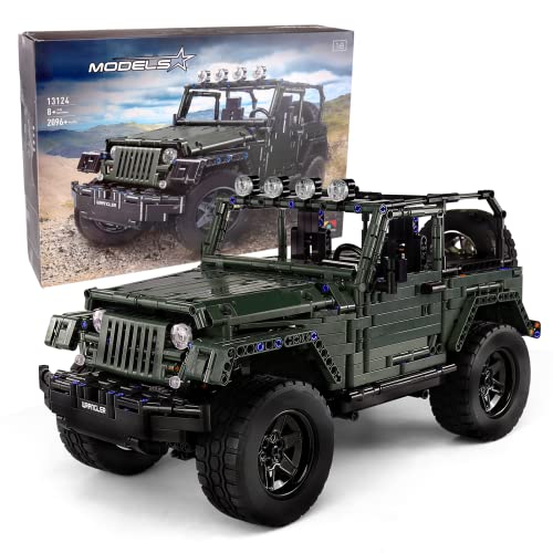 Mozewa 13124 Pickup Car MOC Car Building Blocks Set, Jeep Building Kits 1:8 Scale Off-Road Model Kit, Collectible Car Model for Adults, 2096 Pieces