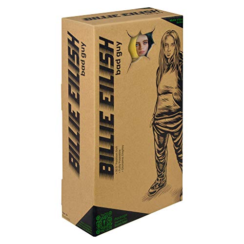 Billie Eilish Bandai 10.5" Collectible Figure Bad Guy Doll Toy with Music Video Inspired Clothes and Set Backdrop, Yellow