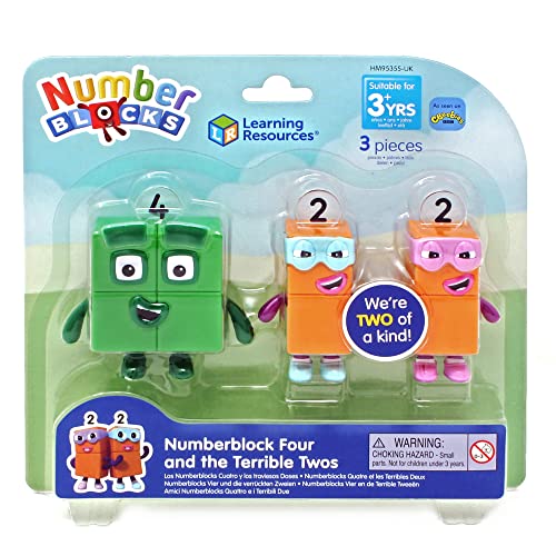 Learning Resources Numberblocks Four and the Terrible Twos, Official Collectible Toys, Includes Numberblocks Four and 2 x the Terrible Two, With Posable Arms for Realistic Play, Suitable for Display