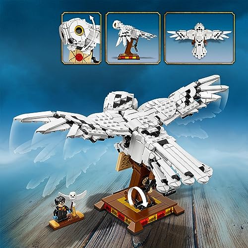 LEGO Harry Potter Hedwig the Owl Figure, Collectible Toy, Room Décor Display Model with Minifigure, Wizarding World Birthday Gifts for Kids, Girls and Boys with Moving Wings 75979