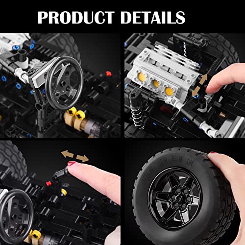 Mozewa 13124 Pickup Car MOC Car Building Blocks Set, Jeep Building Kits 1:8 Scale Off-Road Model Kit, Collectible Car Model for Adults, 2096 Pieces