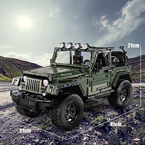 Mozewa 13124 Pickup Car MOC Car Building Blocks Set, Jeep Building Kits 1:8 Scale Off-Road Model Kit, Collectible Car Model for Adults, 2096 Pieces