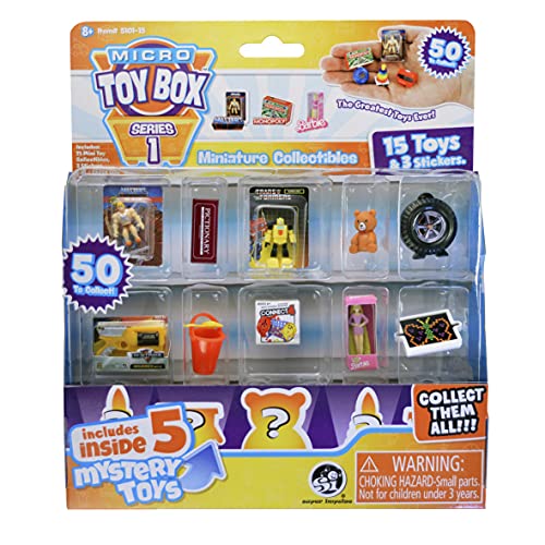Micro Toybox COLLECTABLES 15 pack- STYLES VARY mini toys to collect, swap, display with surprise pack design 5 toys inside 5101-15