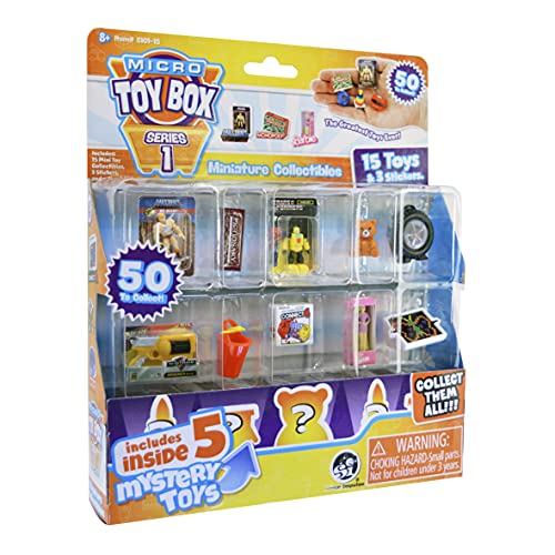 Micro Toybox COLLECTABLES 15 pack- STYLES VARY mini toys to collect, swap, display with surprise pack design 5 toys inside 5101-15