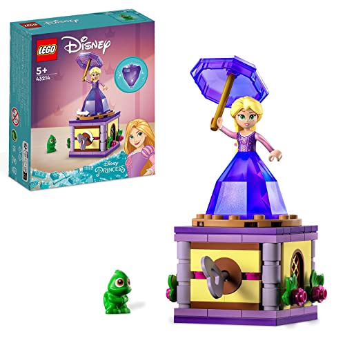 LEGO 43214 Disney Princess Twirling Rapunzel Buildable Toy with Diamond Dress Mini-Doll and Pascal the Chameleon Figure, Collectible Toys for Kids, Girls and Boys, Multicolor