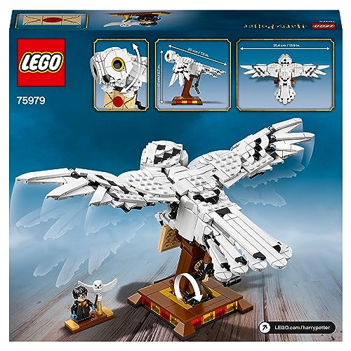 LEGO Harry Potter Hedwig the Owl Figure, Collectible Toy, Room Décor Display Model with Minifigure, Wizarding World Birthday Gifts for Kids, Girls and Boys with Moving Wings 75979