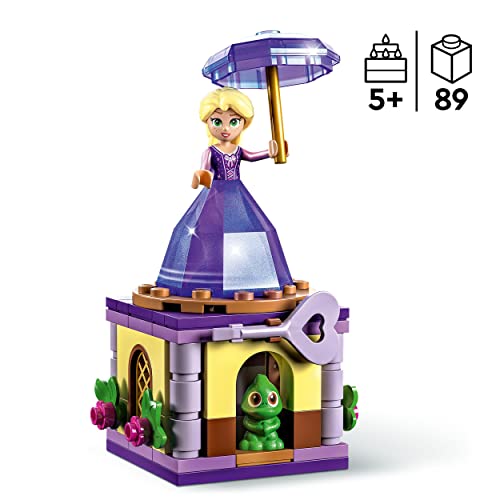 LEGO 43214 Disney Princess Twirling Rapunzel Buildable Toy with Diamond Dress Mini-Doll and Pascal the Chameleon Figure, Collectible Toys for Kids, Girls and Boys, Multicolor