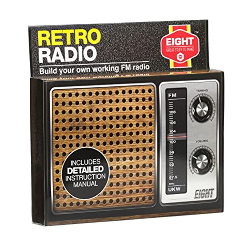 Eight ERR1493 Retro Construction Kit-Build Your Own Working FM Radio, 19 x 3 x 13 Centimeters