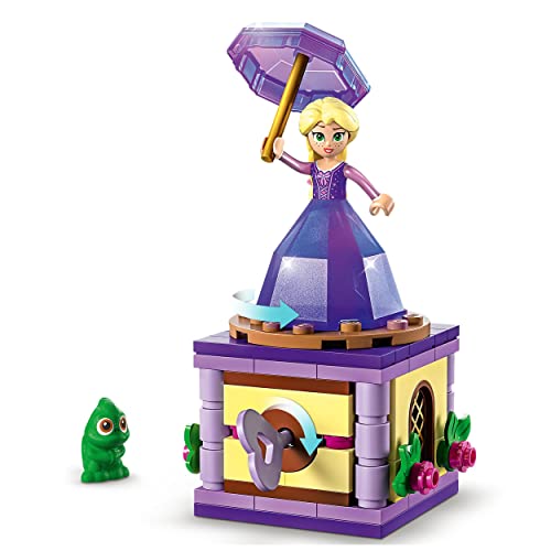 LEGO 43214 Disney Princess Twirling Rapunzel Buildable Toy with Diamond Dress Mini-Doll and Pascal the Chameleon Figure, Collectible Toys for Kids, Girls and Boys, Multicolor