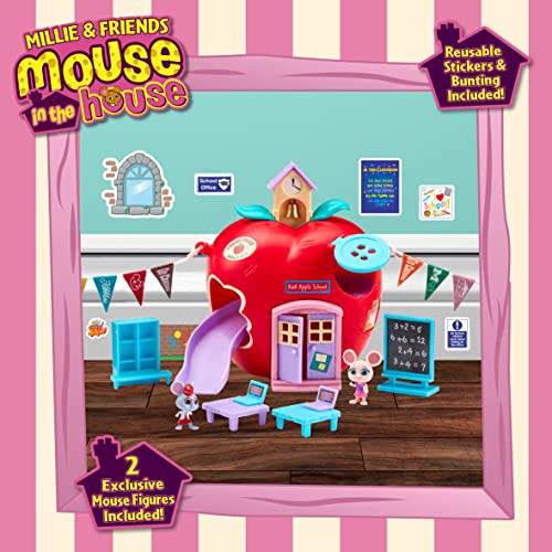 Character Options 07393 Millie & Friends Mouse in The Red Apple Schoolhouse, Collectable Toys, Playset, Imaginative Play, Gift for 3-7 Year Old